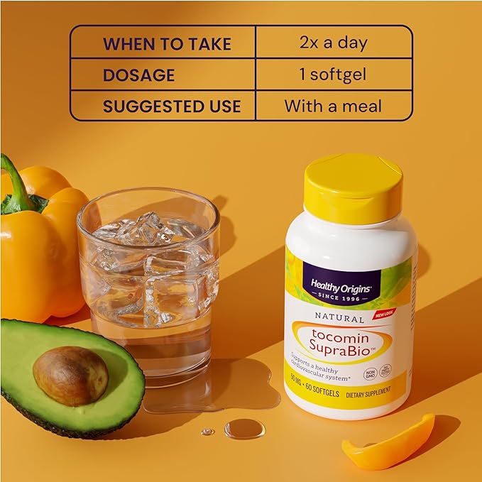 Healthy Origins Tocomin SupraBio 50 mg 150 Softgels - Full Spectrum Palm Tocotrienol Complex - Supports Cardiovascular Health Brain Function &amp Skin Cellular Support - Non-GMO Gluten-Free &amp