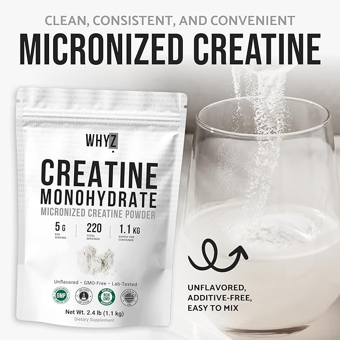 Pure Creatine Monohydrate Powder 2.4 lb Micronized Unflavored Creatine for Women and Men Fine Texture Bulk Creatine Powder for Smooth Mixing &amp Easy Dissolve Pre Workout Vegan Friendly 1100g