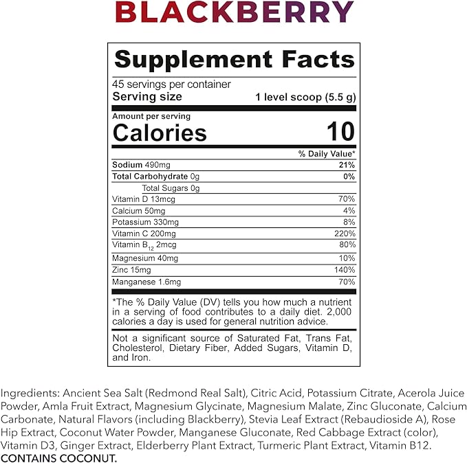 REDMOND Re-Lyte Immunity Multivitamin Supplement Mix (BlackBerry)