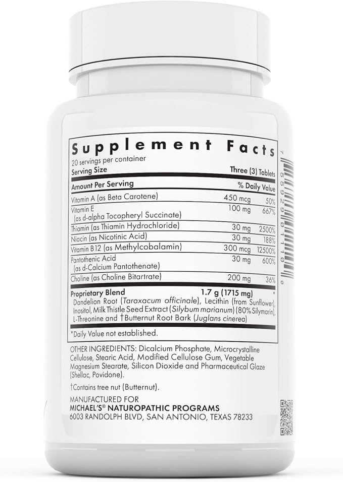 Michael's Health Naturopathic Programs Liver Wellness - 60 Vegetarian Tablets - Contains Nutrients for Liver Support - Kosher - 20 Servings