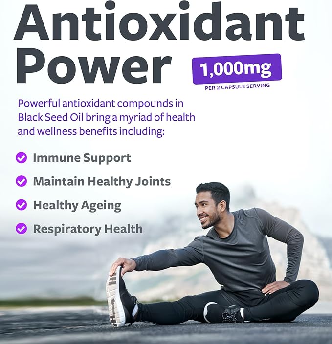 Black Seed Oil - 120 Softgel Capsules Skin Health (Non-GMO &amp Vegan) Cold-Pressed Nigella Sativa Producing Pure Black Cumin Seed Oil with Vitamin E - 500mg Each 1000mg Per 2 Capsule Serving