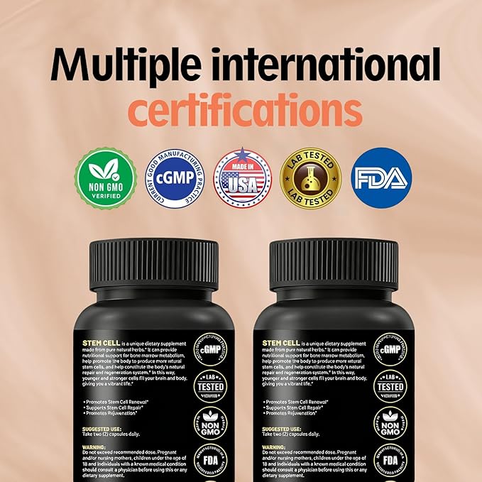 Stem Cell Activation Formula 60 Capsules with Vitamin D and B12 Youth and Longevity Support Maintain Youth and Longevity Patented StemCell Activation Fomula (3bottle (180 softgels))