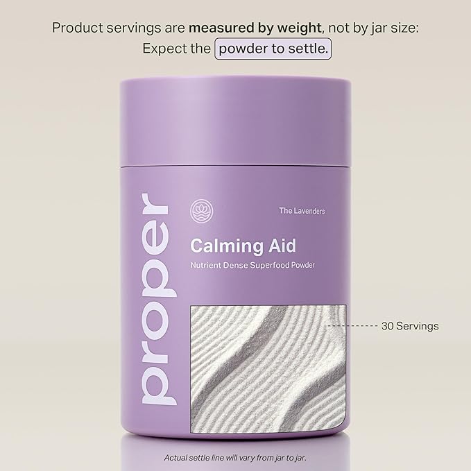 Proper The Lavenders Calming Aid. Magnesium Supplement Relaxation Drink Mix with GABA L-Theanine Lavender Lemon Balm and Ashwagandha. Natural Calm Stress Support Supplements