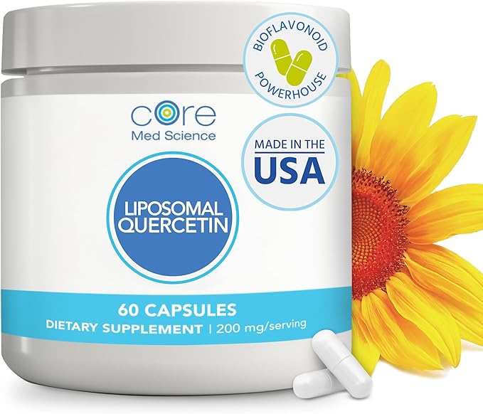 Core Med Science Liposomal Quercetin Supplement 200mg - Physician Formulated Supports Histamine Balance Immune Support &amp Antioxidant Defense - High Absorption Bioavailable Capsules Made in USA