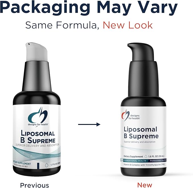 Designs for Health Liposomal B Supreme - Liquid B Vitamin Complex with Superior Absorption - Folate Vitamin B12 B6 Biotin TMG + More - Oral Delivery Pump with Citrus Flavor (50 Servings / 1.7oz)