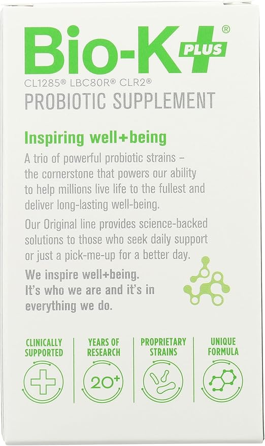 Bio-K + Extra Care Probiotic Supplement Capsules for Adult Men and Women 80 Billion Active Bacteria Promotes Immune System Health - Vegan &amp Gluten-Free Delayed Release 30 Capules/Box]