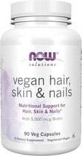 NOW Foods Solutions Vegan Hair Skin &amp Nails Nutritional Support with 5000 mcg Biotin 90 Veg Capsules