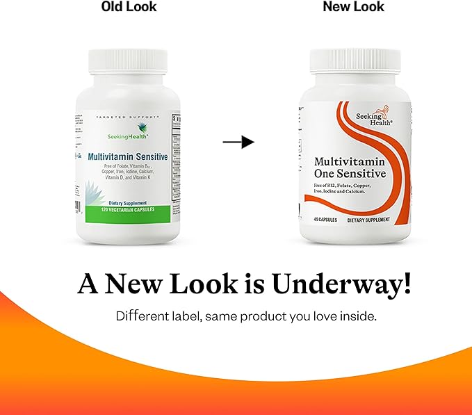 Seeking Health Multivitamin One Sensitive Daily Vitamin Without B12 Folate Copper Iron Iodine Calcium Choline and Lutein Antioxidant Support Vegetarian and Vegan (45 Capsules)