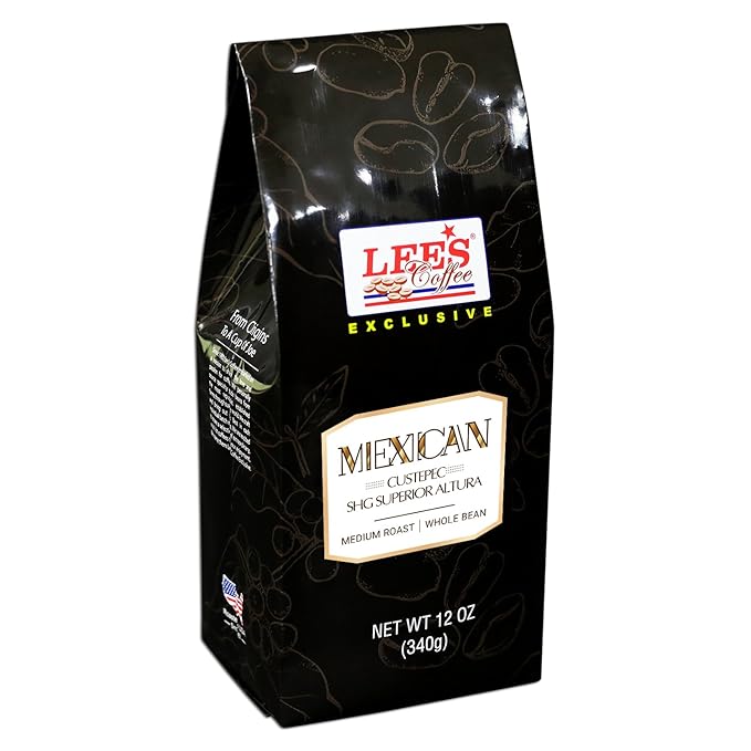 Lee's Coffee Exclusive Whole Bean Mexican Custepec SHG Superior Altura 12 Ounce