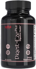 Saba Digestive-EZE Plus–Broad Spectrum Plant-Sourced Enzymes Prebiotics &amp Probiotics -Support Digestive &amp Gut Functions Immunity &amp Absorption with Betaine Bromelain -60 Capsules