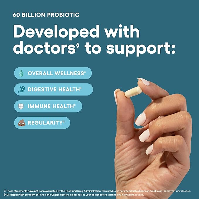 Physician's CHOICE - Optimal Gut Health Bundle: 60 Billion Probiotics + Digestive Enzyme 90ct for Digestive Comfort and Immune Support