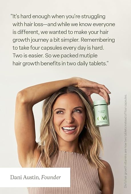 Divi Hair Growth Vitamins for Women and Men - Made with Clean Vegan and Science-Backed Ingredients - Promotes Hair Growth Reduces Shedding Boosts Thickness and Fullness - 30 Day Supply 60 Count