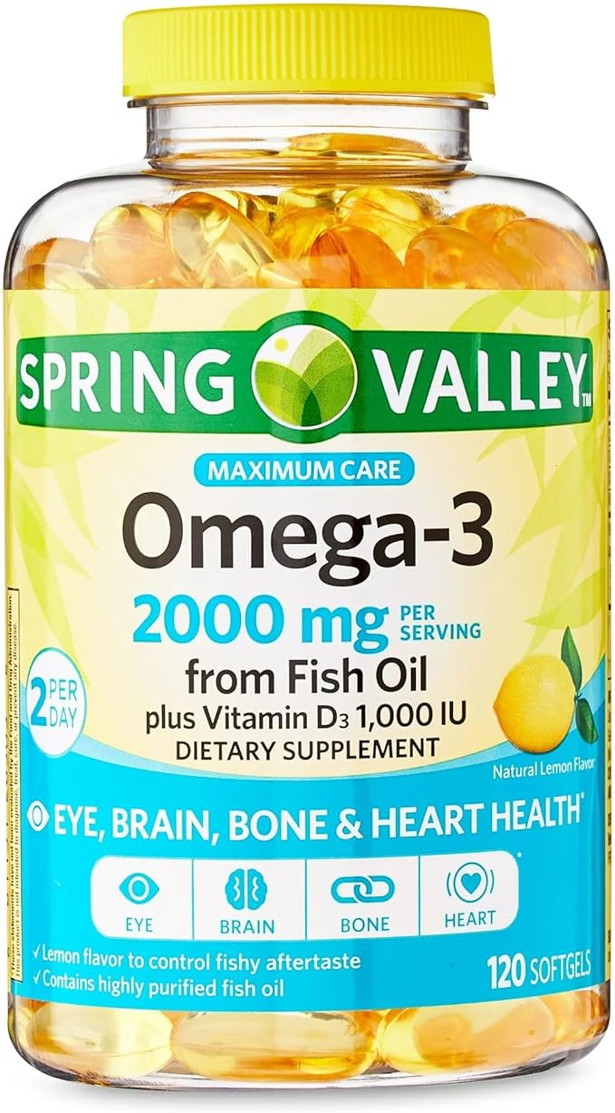 Convergence Maximum Care Omega-3 from Fish Oil Eye Brain Bone &amp Heart Health Dietary Supplement Softgels 2000 mg 120 Count