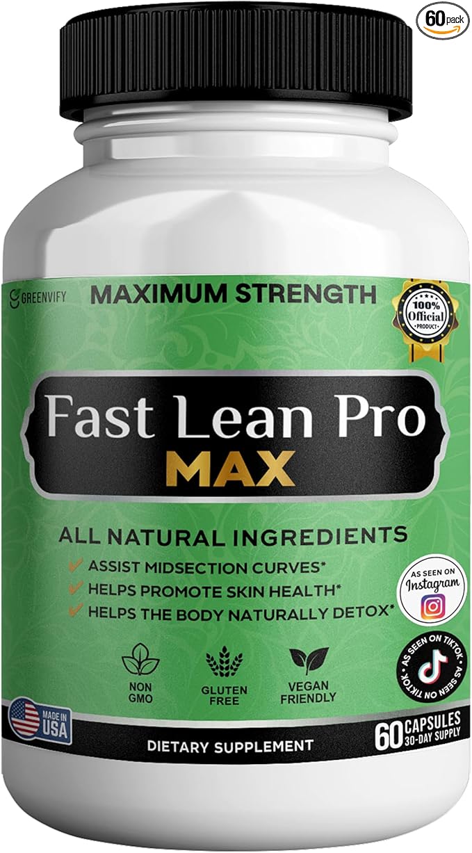 Fast Lean Pro Max Natural Dietary Supplement 60 Capsules 30-Day Supply All Natural Ingredients Vegan Friendly (1)