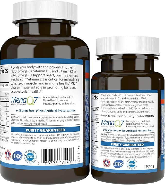 Carlson - Elite Omega-3 Plus D &amp K 700 mg Omega-3s + D3 &amp K2 Function Bone Health &amp Immune Support Lemon 60+30 Softgel