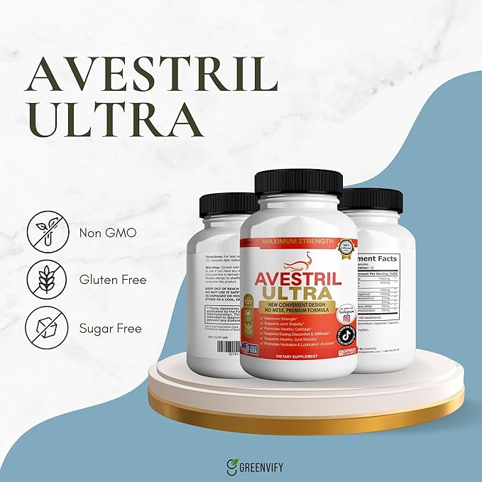 Avestril Ultra Joint Support Supplement Glucosamine Turmeric Chondroitin 60 Capsules (2)
