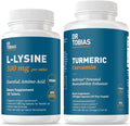 Dr. Tobias L‑Lysine 500 mg Tablets + Turmeric Curcumin 1500 mg with BioPerine (120 Vegan Capsules) – Essential Amino Acid Support Plus Extra Strength Joint Immune &amp Vitality Formula