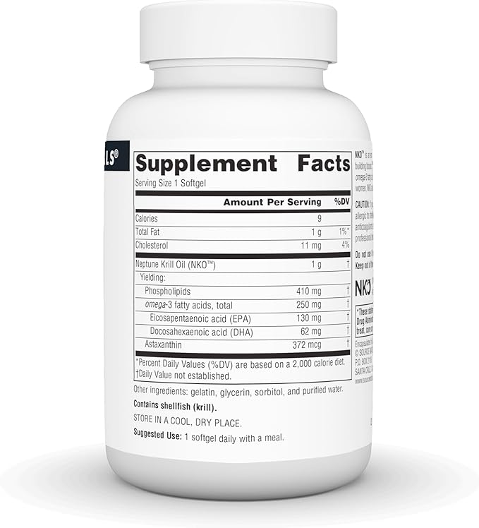 Source Naturals NKO Neptune Krill Oil Supports Heart Health and Cell Membrane Integrity* 1000 mg - 60 SoftGels