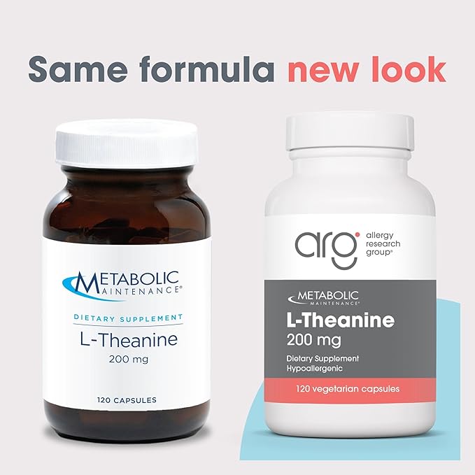 Metabolic Maintenance L-Theanine 200mg - L Theanine Supplement with Glycine for Calm Energy and Focus Amino Acid for Sleep Support and Healthy Stress Response - 120 Capsules