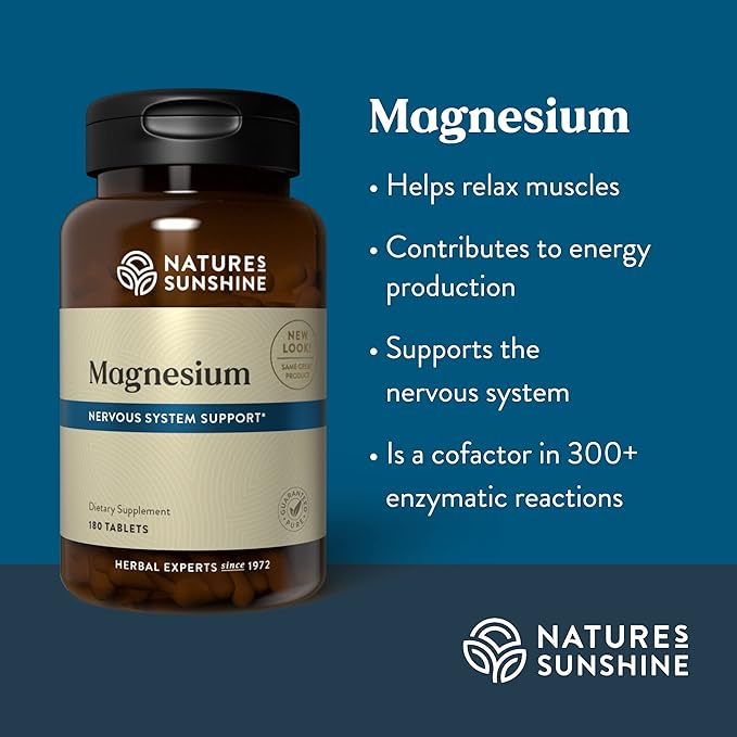 Nature's Sunshine Magnesium 250 mg 180 Tablets | Supports Both The Nervous and Structural Systems by Helping Muscles Relax and Maximize Energy Production