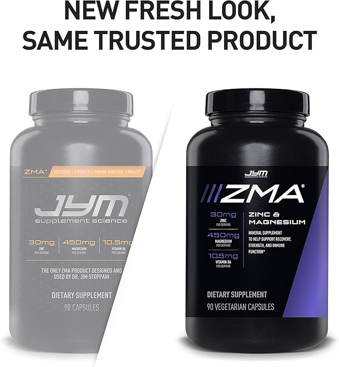 ZMA JYM Zinc &amp Magnesium Supplement - Zinc Magnesium and Vitamin B6 YM Supplement Science 90 Vegetarian Capsules (Pack of 2)