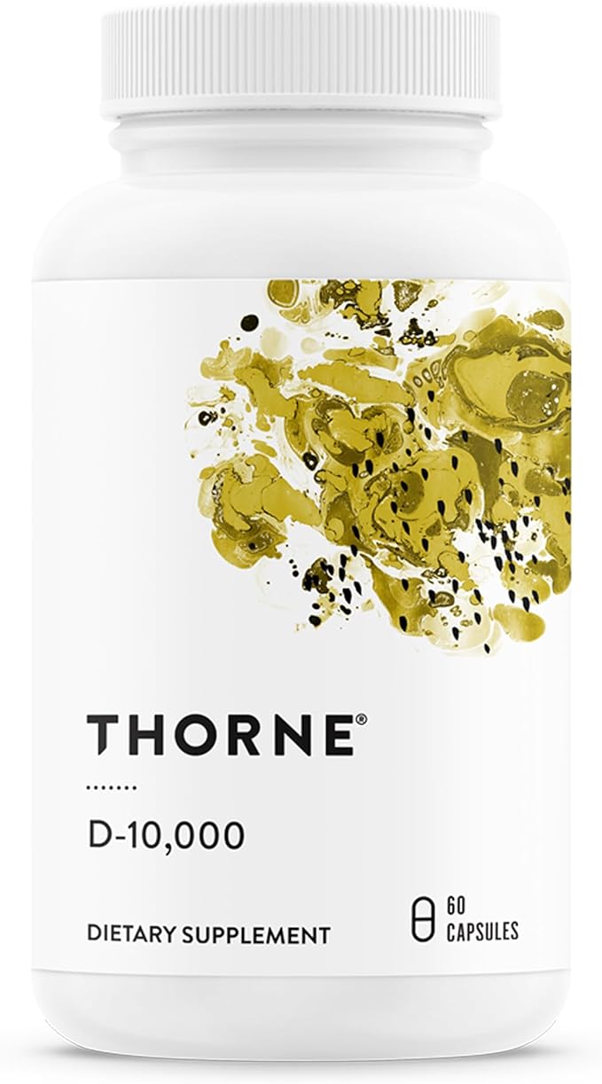 THORNE - Vitamin D-10000 - Vitamin D3 Supplement - Supports Healthy Bones Teeth &amp Muscles Plus Cardiovascular &amp Immune Function* - Third-Party Certified - Gluten Dairy &amp Soy-Free - 60