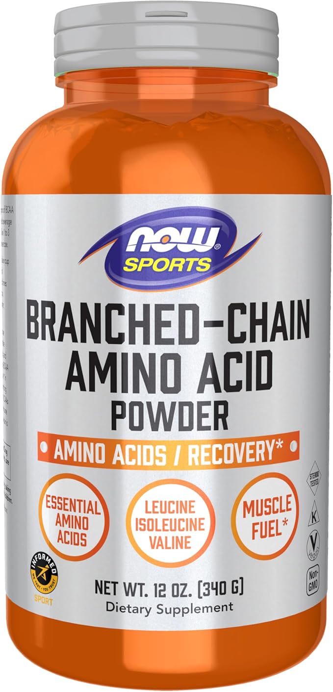 NOW Foods Sports Nutrition Branched Chain Amino Acid Powder with Leucine Isoleucine and Valine 12-Ounce