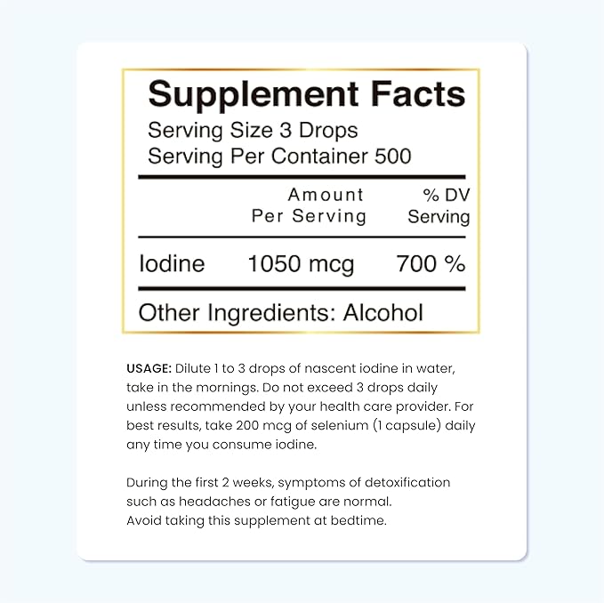 Cocó March N.M.D Nascent-Magnetized Iodine High Concentration Thyroid &amp Metabolism Support Gluten Free Keto Friendly Dairy Free Soy Free GMO Free 1050 mcg Per Serving 1 Fl Oz - 500 Serving