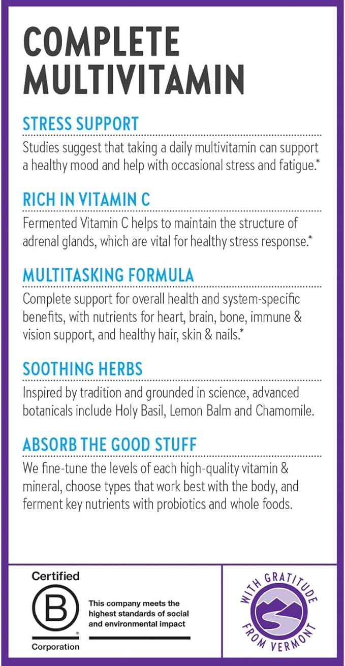 New Chapter Perfect Calm - Daily Multivitamin for Stress &amp Mood Support with B Vitamins + Holy Basil + Lemon Balm + Organic Non-GMO Ingredients - 144 Count