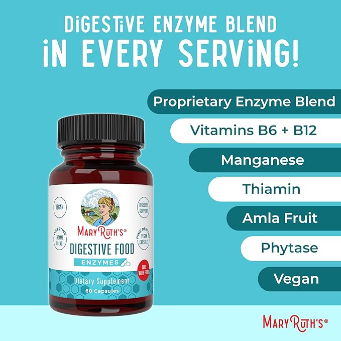 MaryRuth Organics Digestive Enzymes | Up to 2 Month Supply | Vegan Digestive Health Aid and Gut Health Enzyme Complex | Over 12 Enzymes | Vitamins B6 &amp B12