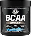 PMD Sports BCAA Charged Delicious Amino Acid Drink Mix for Performance Recovery Endurance and Hydration - Increase Muscle Function for Workout and Daily Energy – Blue Snow Cone (30 Servings)