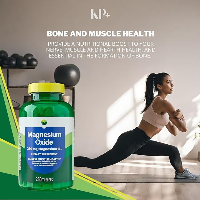 KP+ Magnesium Oxide 250 mg | Bone Muscle &amp Nerve Support | 250 Tablets | Dietary Supplement | Pack of 1