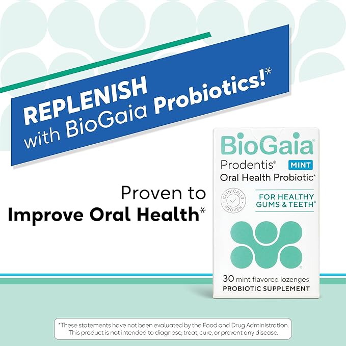 BioGaia Prodentis | Dental Probiotic Lozenges | Promotes Healthy Gums &amp Teeth | Defends Against Dental Problems | Replenishes Oral Microbiome | Improves Oral Health | Mint Flavor | Pack of 5