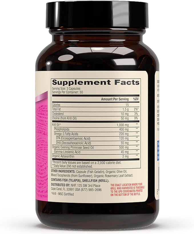 Dr. Mercola Krill Oil for Women - 2 mg Astaxanthin - MSC Certified Sustainable - Supports Brain Skin &amp Immune Systems - with Omega-3s - Non-GMO Gluten-Free &amp Soy-Free - 90 Capsules (30 Servi