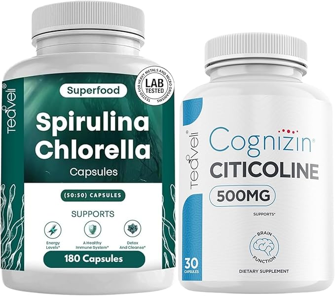 Teaveli Citicoline with Spirulina chlorella Capsules Bundle