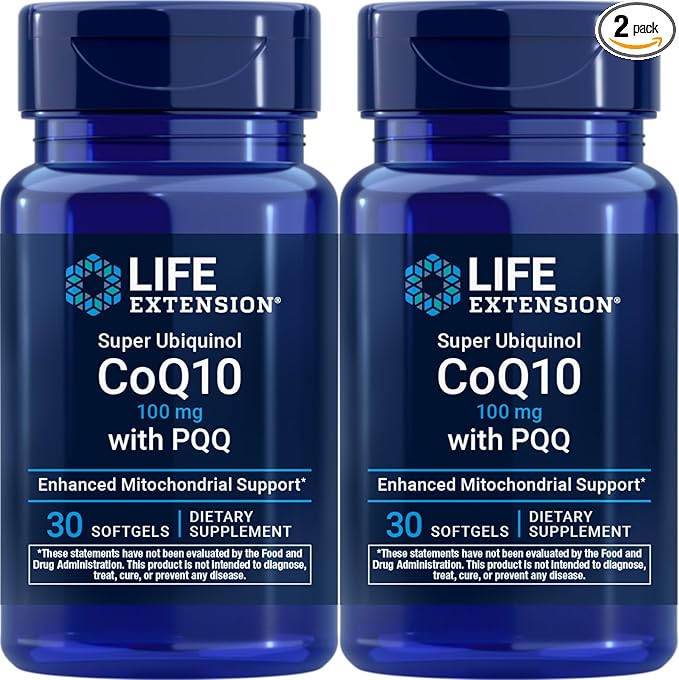 Life Extension Super Ubiquinol CoQ10 with PQQ 30 softgels (Pack of 2)