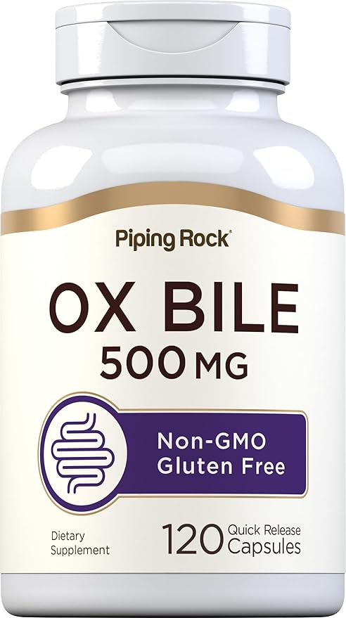 Piping Rock Ox Bile Supplement 500mg | 120 Capsules | Digestive Enzyme | Non-GMO Gluten Free
