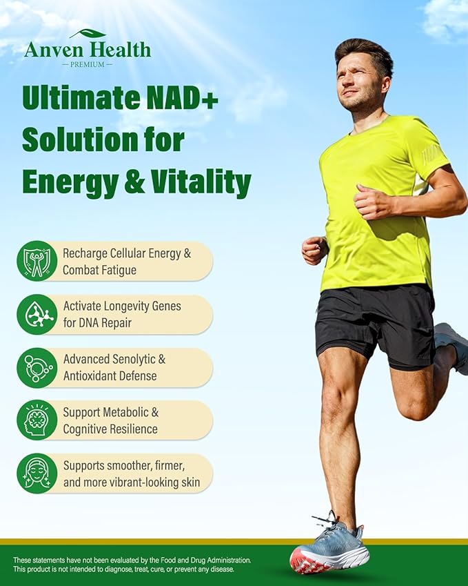 Liposomal NAD+ Resveratrol Supplement - NMN Alternative with Trans-Resveratrol Quercetin &amp Fisetin - NAD Plus for Women and Men Cellular Energy &amp Healthy Aging Non-GMO | 180 Capsules
