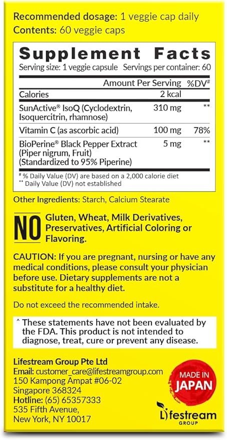 LABO Nutrition AirWayz Quercetin Vitamin C Black Pepper Extract Supplement| 60 Veggie Capsules