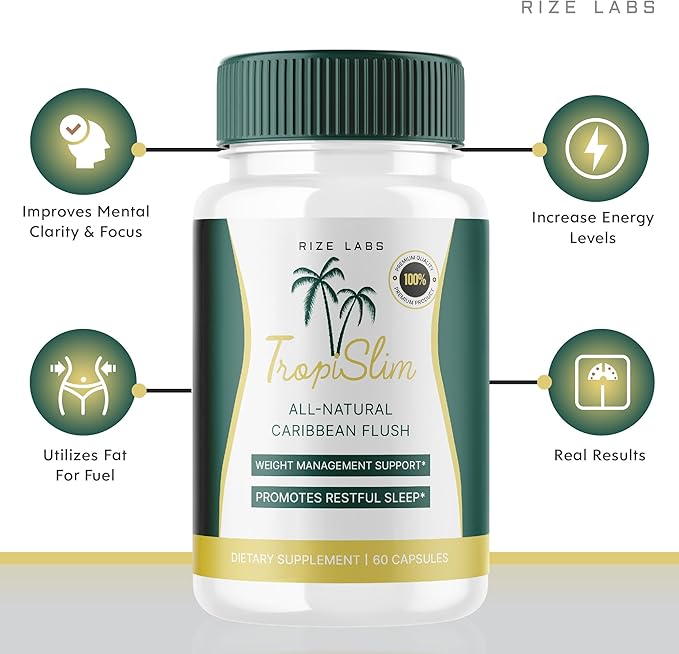 (Official 3 Pack) Tropislim Tropislim All Natural Caribbean Flush Weight Loss Supplement Tropislim Slimming Capsules for Women Healthy Lifestyle + Leaner Physique Tropical Reviews (180 Capsules)