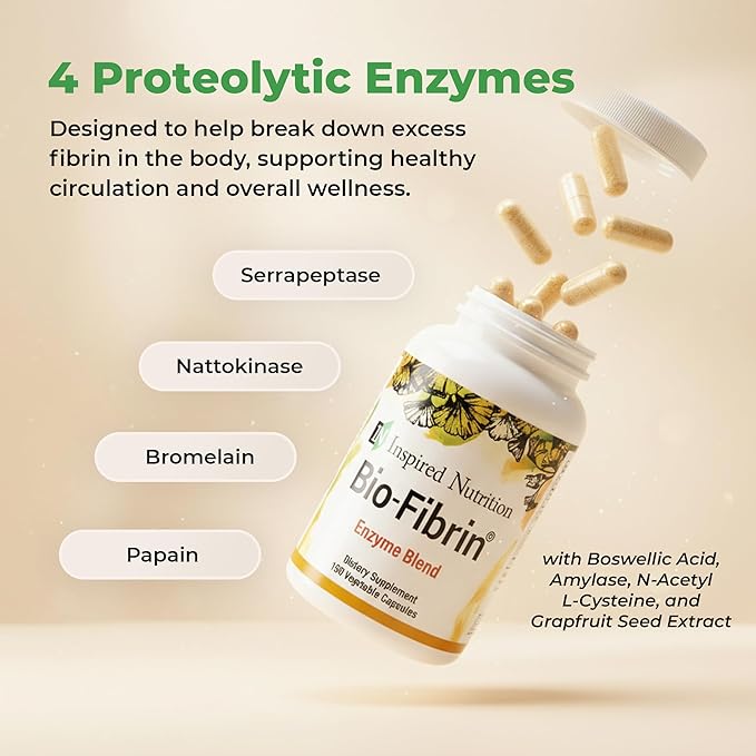 Bio-Fibrin® Multi-Enzyme Formula – Supports Healthy Fibrin Breakdown Promotes Scar Tissue Reduction &amp Immune Resilience – Serrapeptase Nattokinase &amp Proteolytic Enzymes – 150 Caps- Formulate
