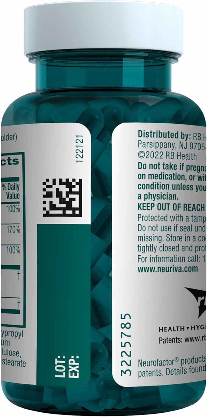 NEURIVA Plus Brain Supplement for Memory and Focus Clinically Tested Nootropics for Concentration for Mental Clarity Cognitive Enhancement Vitamins B6 B12 Phosphatidylserine 30 Capsules