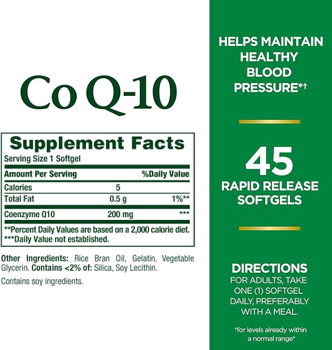 Nature's Bounty CoQ10 Heart Health and Healthy Aging Dietary Supplement 200mg 45 Rapid Release Softgels (Pack of 3)
