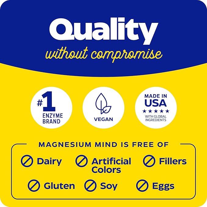 Enzymedica Magnesium Mind Supplement for Women &amp Men - Sleep Stress &amp Cognition Support ATA Mg 24% Faster Absorption High Bioavailability Magnesium Capsules for Brain Vegan Gluten Free -