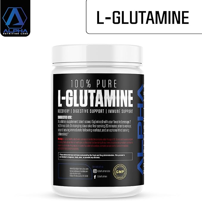 L-Glutamine Powder - 500g Fermented Plant-Based Amino Acid - Ultra-Pure Post Workout Recovery Muscle Support &amp Gut Health Supplement - Vegan Non-GMO - Unflavored