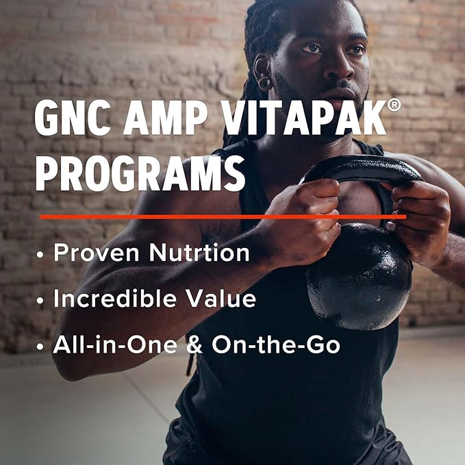 GNC AMP Men’s Strength Vitapak Program 3 Products in 1 Pack Absorbable Creatine Mass Building Power Muscles Anabolic Primers Testosterone Boost Proven Ingredients Multivitamin 30-Day Supply