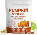 3000mg Max Strength Pumpkin Seed Oil + Saw Palmetto Capsules (300 Softgels) - Cold-Pressed Blend Supports Hair Growth Prostate Health &amp Urinary Tract Bladder Support Immune Boost Non-GMO