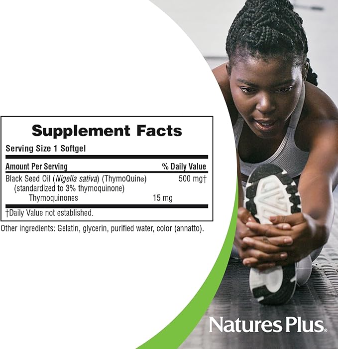 NaturesPlus PRO ThymoQuin Black Seed Oil 500 mg - 60 Softgels - Full-Spectrum Cold-Pressed Oil - Gluten Free - 60 Servings