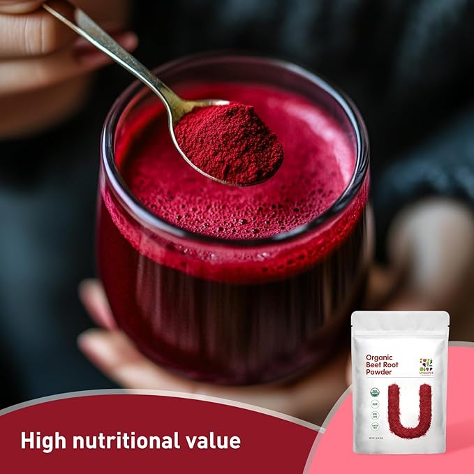 Unleash’d Organic Beet Root Powder 16oz – Raw Non-GMO Superfood Natural Nitric Oxide Booster for Energy Stamina &amp Circulation Support