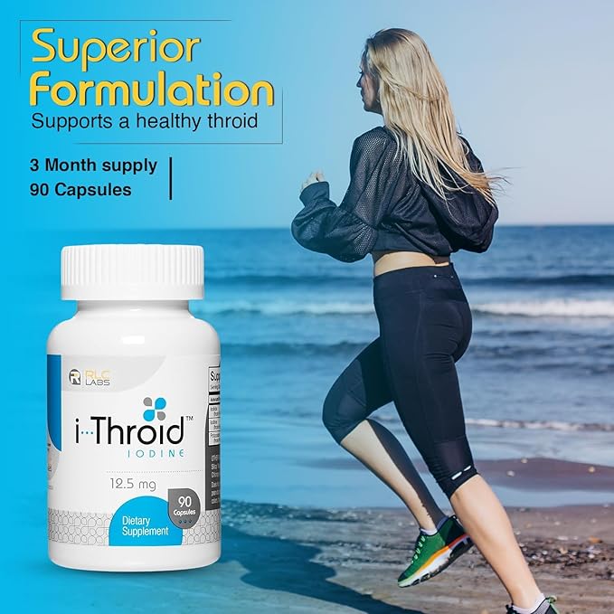 RLC Labs i-Throid 12.5 mg - Thyroid Supplements for Hypothyroidism Iodide Supplements for Thyroid Support Healthy Metabolism Thyroid Support for Women and Men - 90 Vegetarian Capsules (Pack of 2)